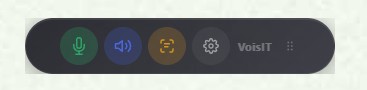 VoisIT Desktop amboðsbjálkin: ein grønur mikrofonknøttur og aðrir knøttar.